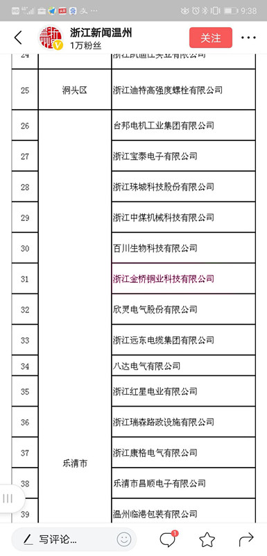 溫州市高成長(zhǎng)型培優(yōu)企業(yè)名單